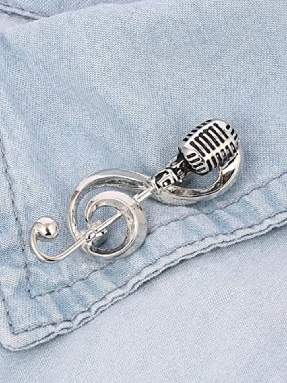 New - Creative Microphone Brooch Music Note Pins Alloy Bag‎ Clothes Lapel Pin